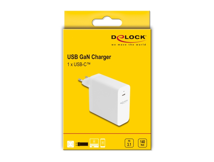 Delock USB GaN Ladegerät 1 x Type-C PD 3.1 mit 140 W, Ansicht 4