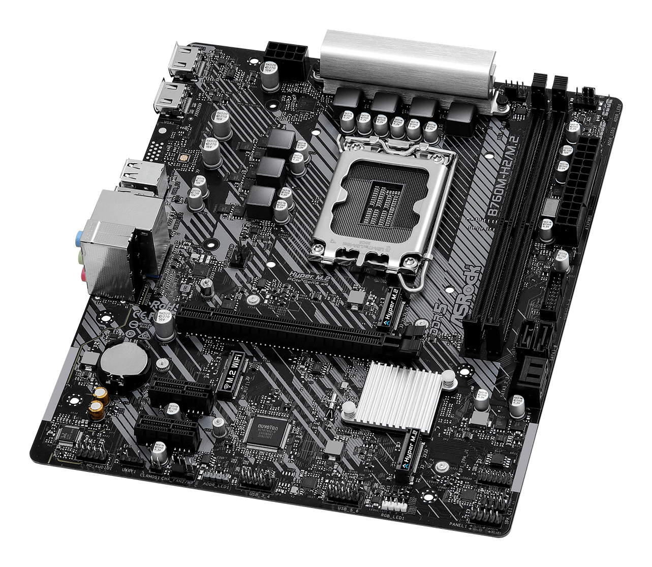 ASRock B760M-H/M.2 - Motherboard - micro ATX - LGA1700-Sockel - B760 Chipsatz - USB 3.2 Gen 1, USB-C 3.2 Gen 1, Ansicht 2