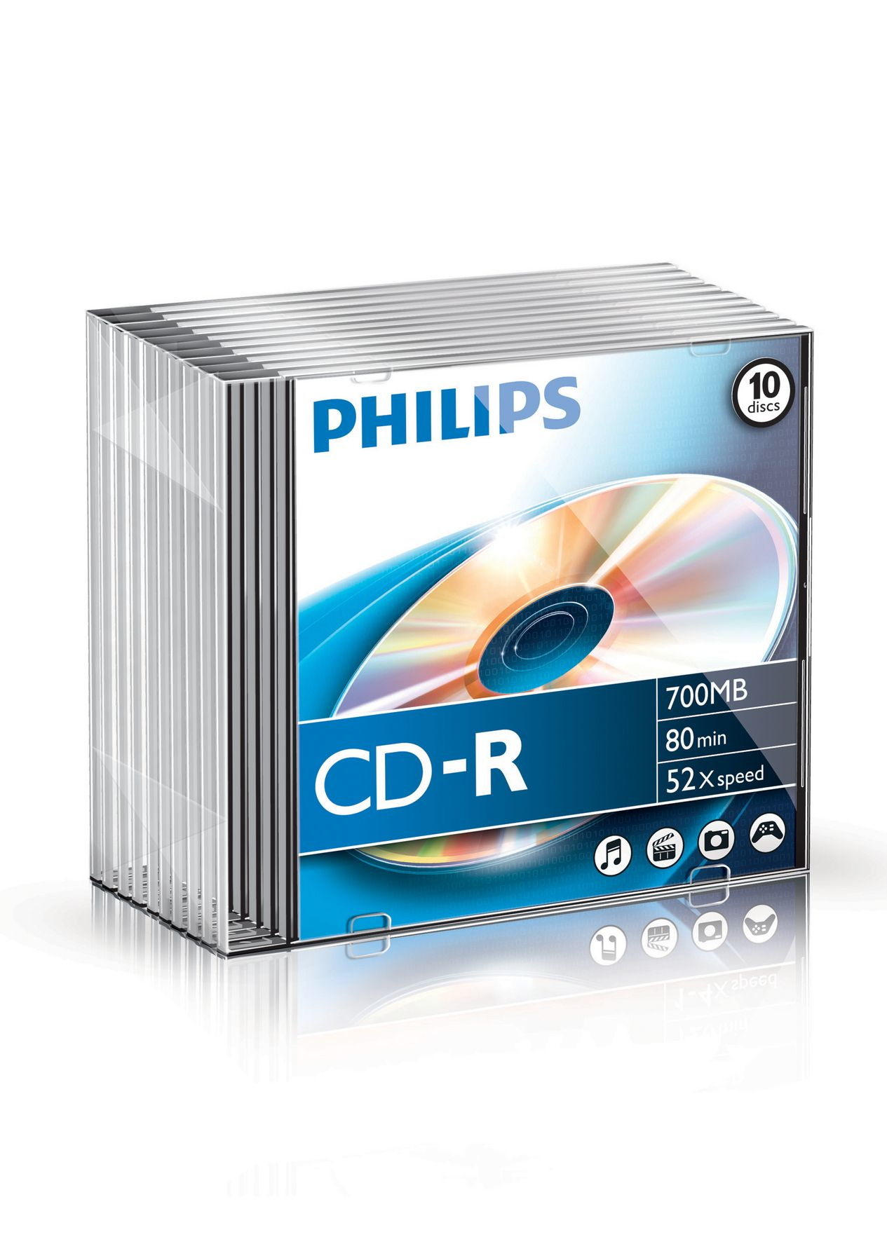 Philips 10 x CD-R - 700 MB (80 Min) 52x - Slim, Ansicht 2