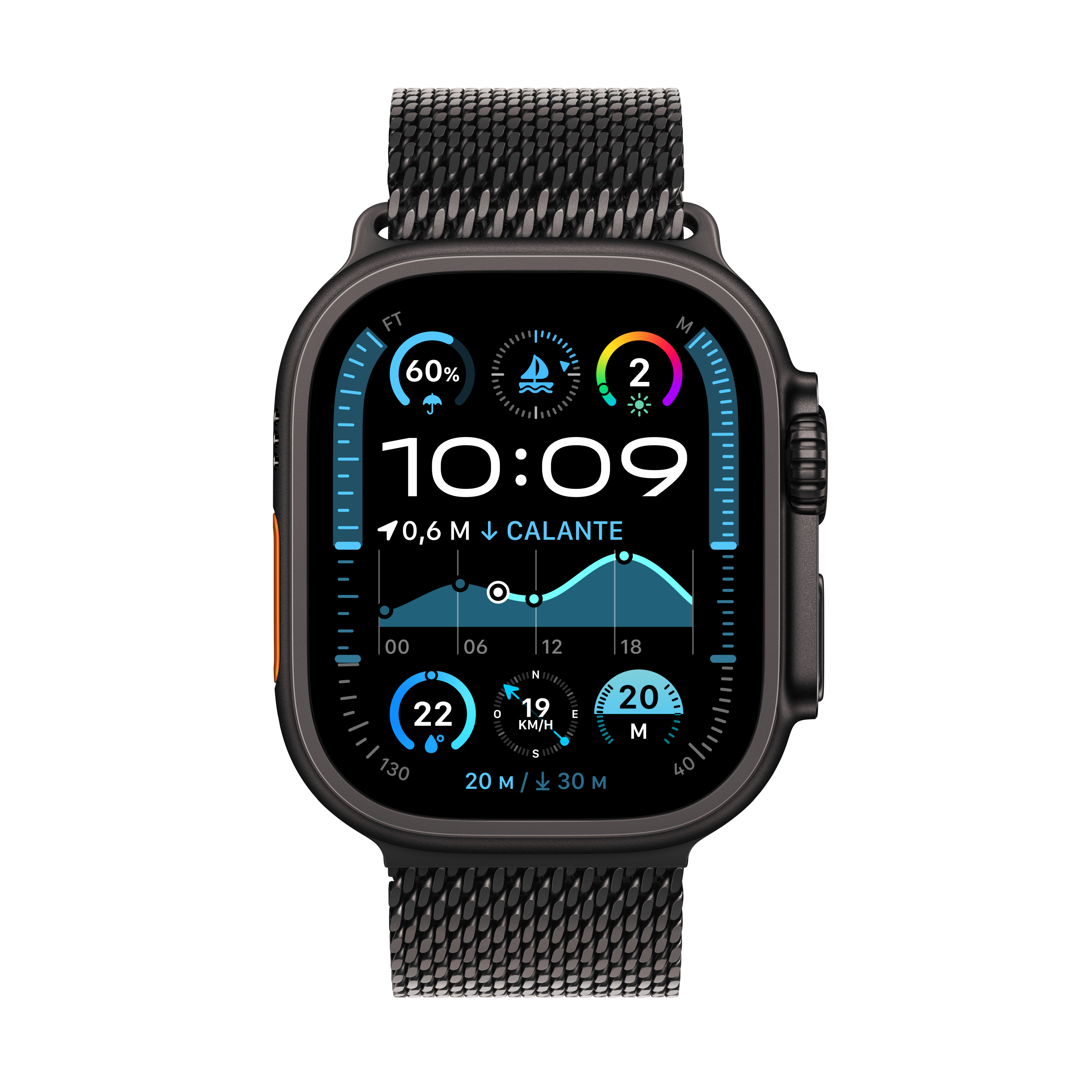 Apple Watch Ultra 2 - 49 mm - Black Titanium - mit Milanaise Armband - Bandgröße: S, Ansicht 4