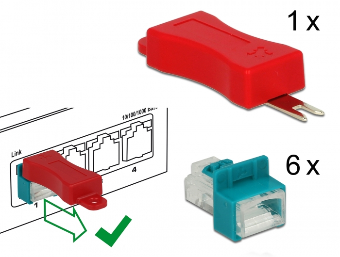 Delock LAN-Kabel Sicherheitsschloss-Set (Packung mit 6), Ansicht 4