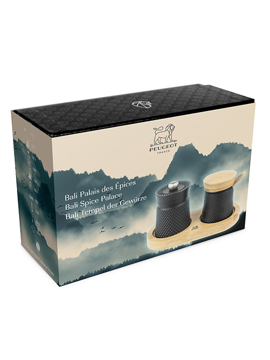 Peugeot Saveurs Bali Fonte Pfeffermühle Salzstreuer+ Tray 8cm BLACK, Ansicht 3