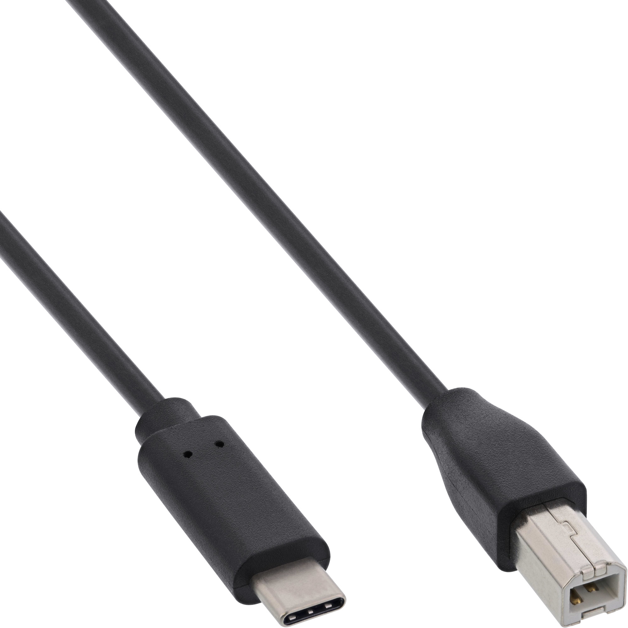 InLine USB 2.0 Kabel - USB-C Stecker an USB-B Stecker - schwarz - 2m, Ansicht 2