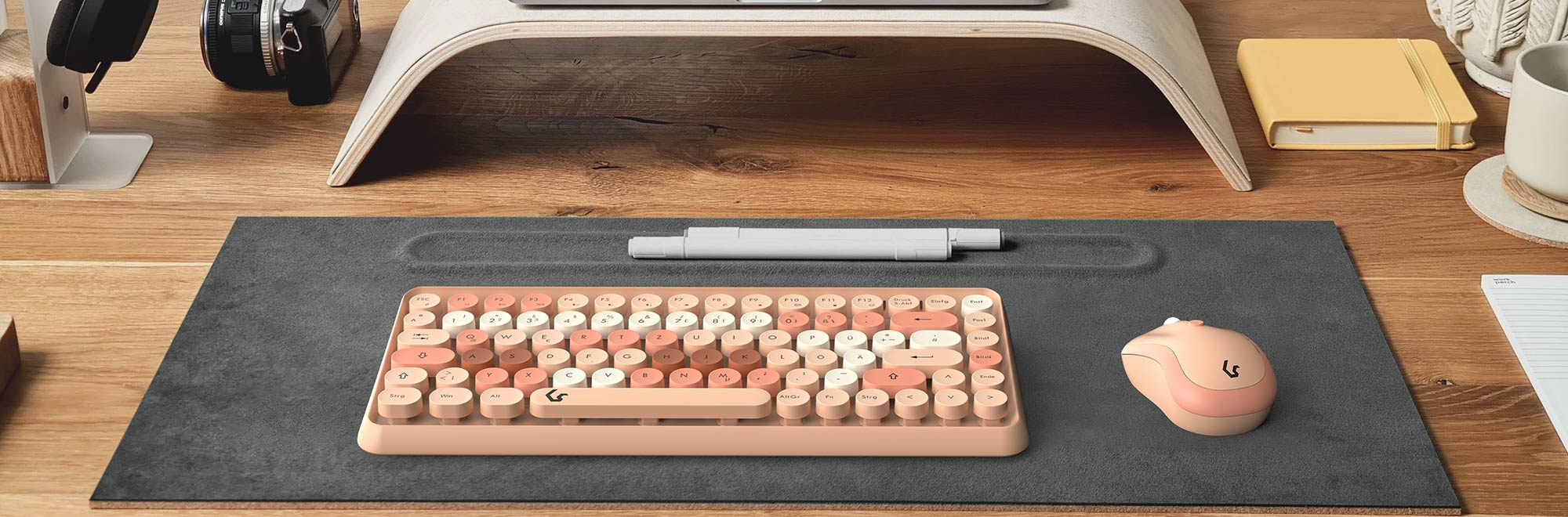 KeySonic Desktop-Set KSKM-5200M-RF Wireless sand/creme - Desktop - TL: Deutsch, QWERTZ, Ansicht 2