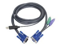 ATEN Intelligent KVM Cable 2L-5502UP - Tastatur- / Video- / Maus- (KVM-) Kabel - USB, HD-15 (VGA) (M) zu PS/2, HD-15 (VGA) - 1.8 m