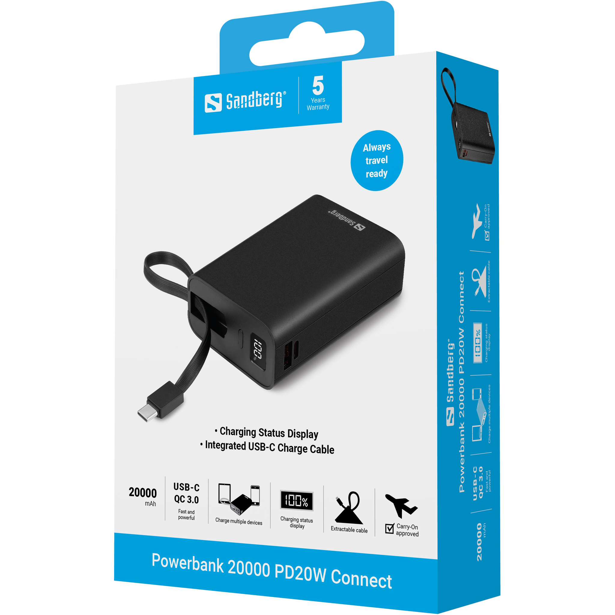 SANDBERG Powerbank 20000 PD20W Connect, Ansicht 2