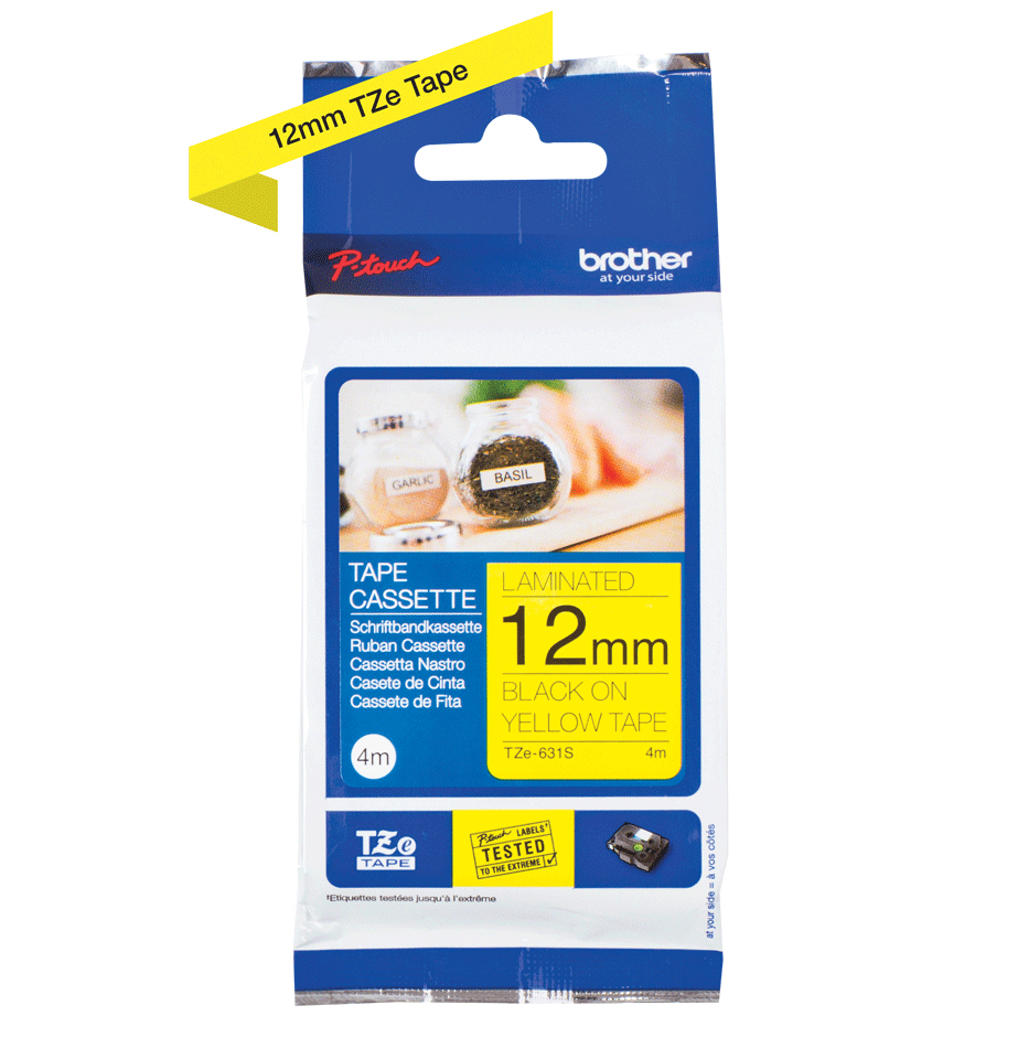 Brother TZe-631S - Schwarz auf Gelb - Rolle (1,2 cm x 4 m), Ansicht 4