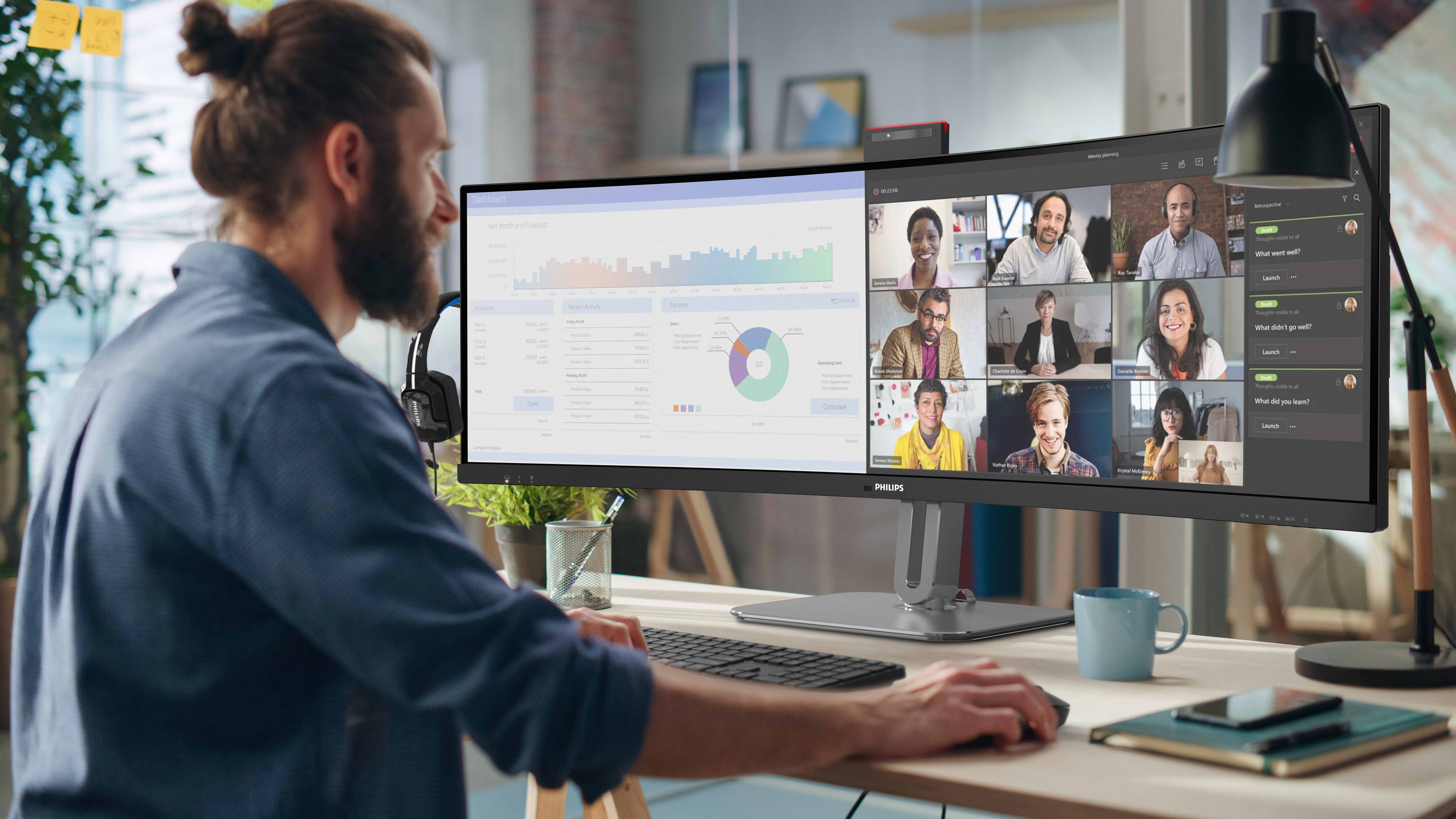 Philips 49B2U6900CH - 6000 Series - LED-Monitor - gebogen - USB - 124.5 cm (49), Ansicht 2