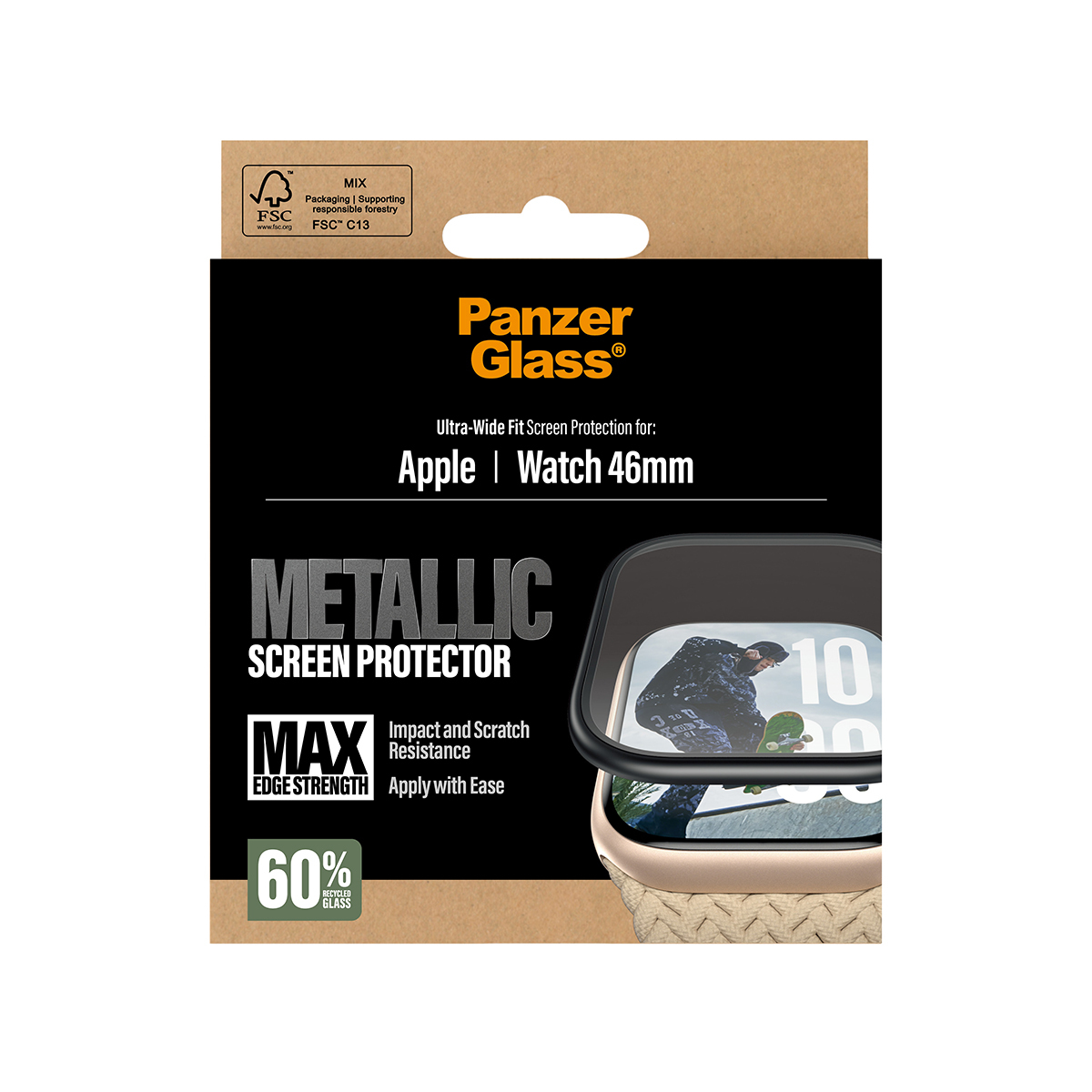 PanzerGlass Screen Protector w. Black Metal Frame Apple Watch - 44,92 x 38,68 mm, Ansicht 4