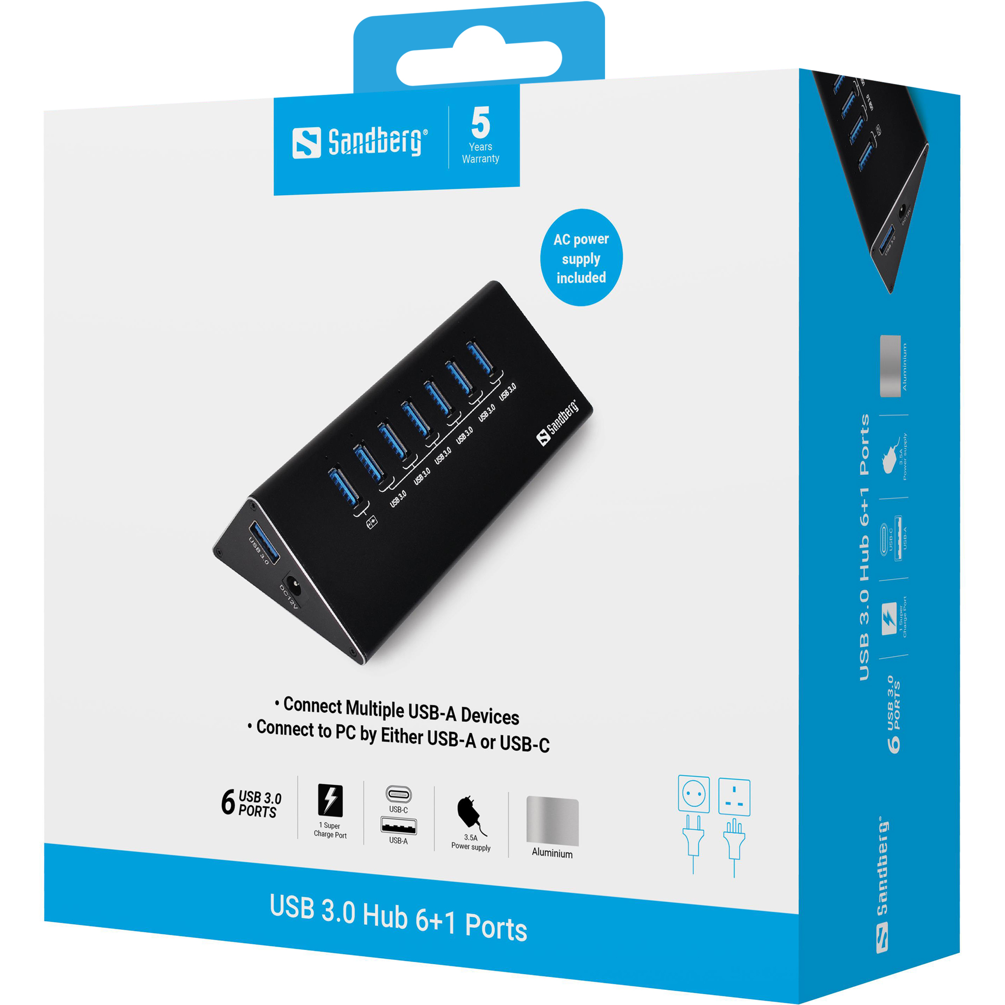 SANDBERG USB 3.0 Hub 7 ports - Hub - 7 x SuperSpeed USB 3.0, Ansicht 2