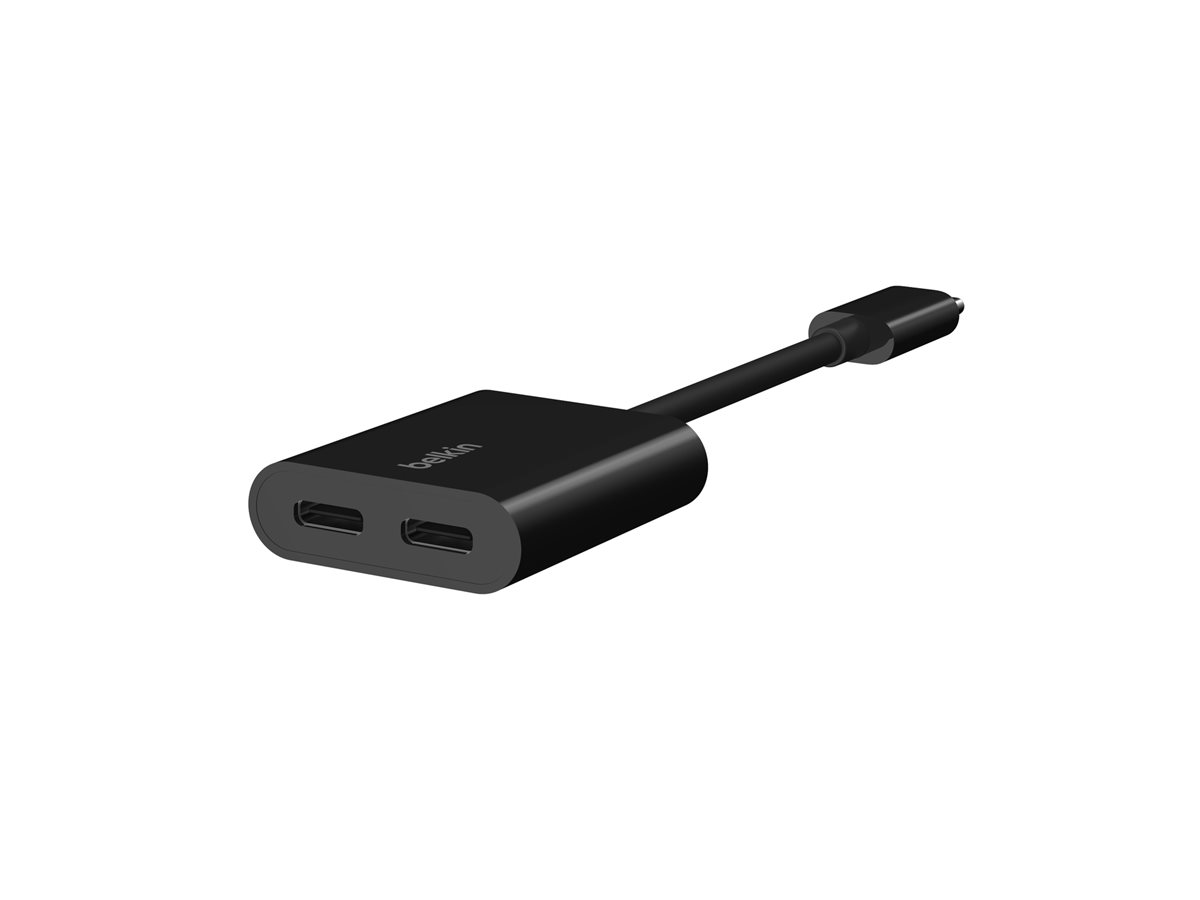 Belkin Connect Audio + Charge - USB-C zu USB-C Kopfhörer-/Ladeadapter - USB-C männlich zu USB-C weiblich - 14 m - Schwarz - USB Power Delivery (60W)