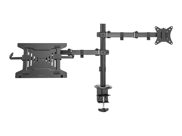 LogiLink Befestigungskit (Montage) - einstellbarer Doppelarm - für 2 LCD-Displays oder LCD-Display und Notebook - Schwarz - Bildschirmgröße: 43.2-81.3 cm (monitor)