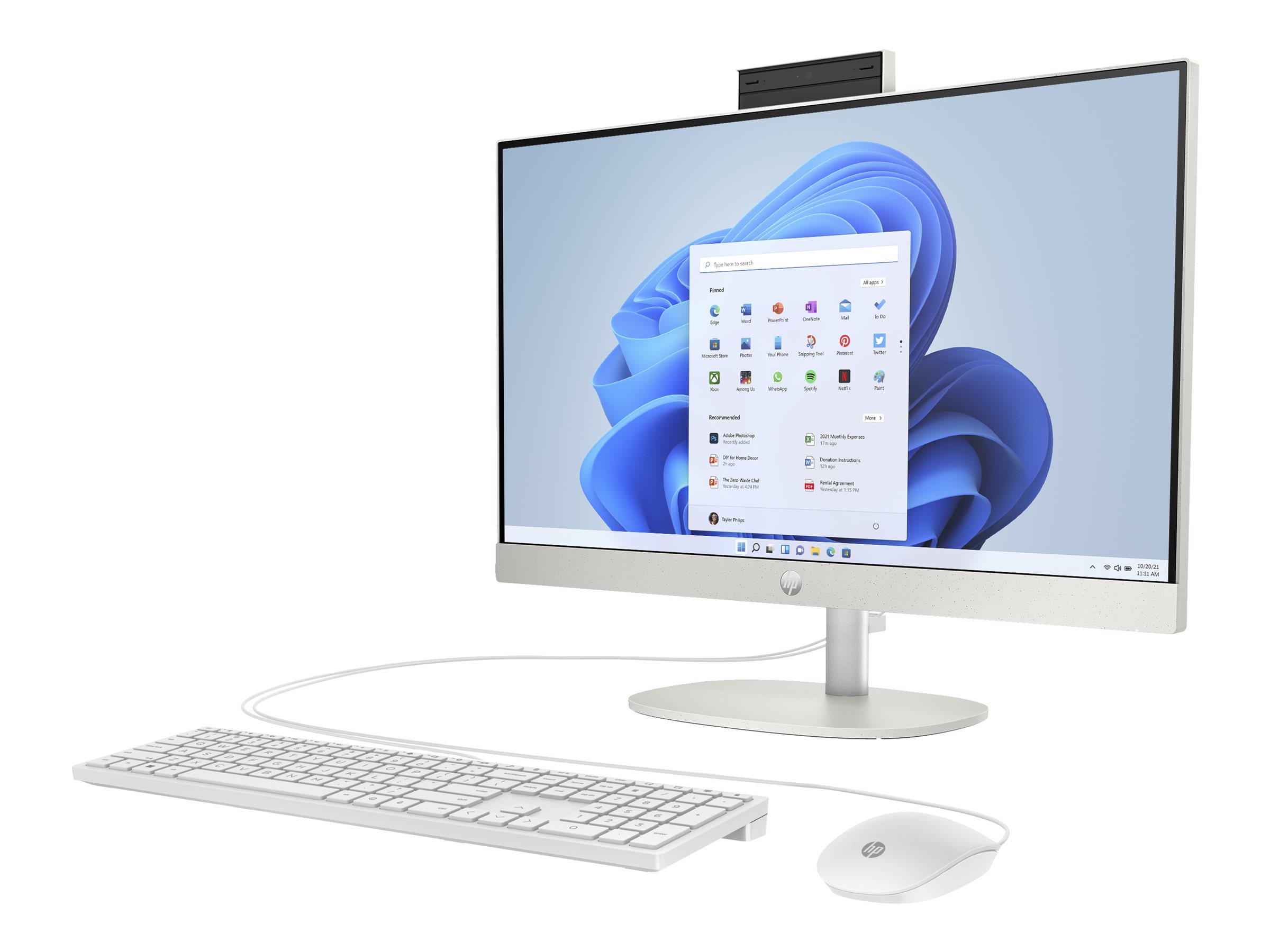 HP 24-cr0009ng - All-in-One (Komplettlösung) - Ryzen 3 7320U / 2.4 GHz - RAM 8 GB - SSD 512 GB - NVMe - Radeon 610M - Wi-Fi 6, Bluetooth, 1GbE - WLAN: 802.11a/b/g/n/ac/ax, Bluetooth 5.4 - Win 11 Home - Monitor: LED 60.5 cm (23.8")