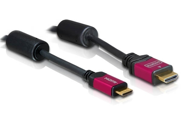 Delock HDMI 1.3b to HDMI Mini Cable 3.0m, 3 m, HDMI Typ A (Standard), HDMI Type C (Mini), Schwarz