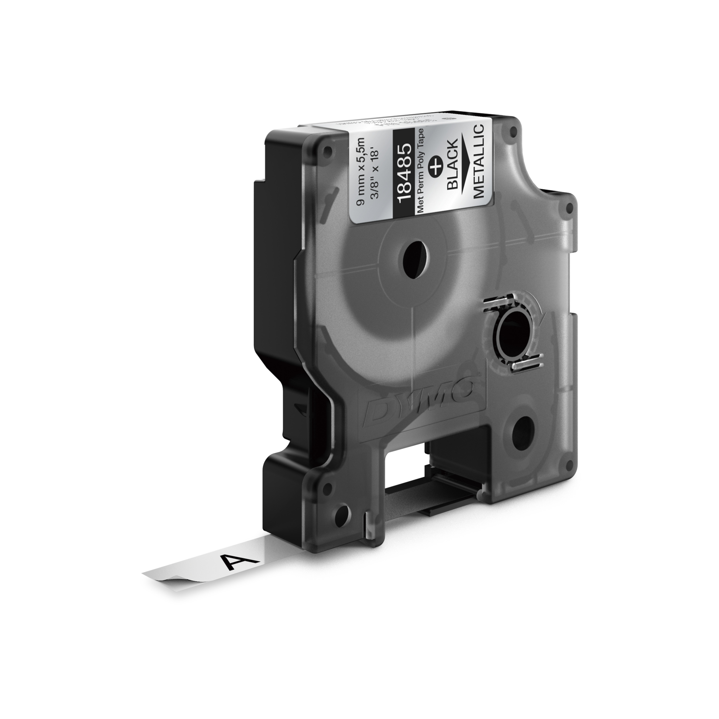 Dymo Polyester - permanenter Klebstoff - Schwarz auf Silber - Rolle (0,9 cm x 5,5 m), Ansicht 3