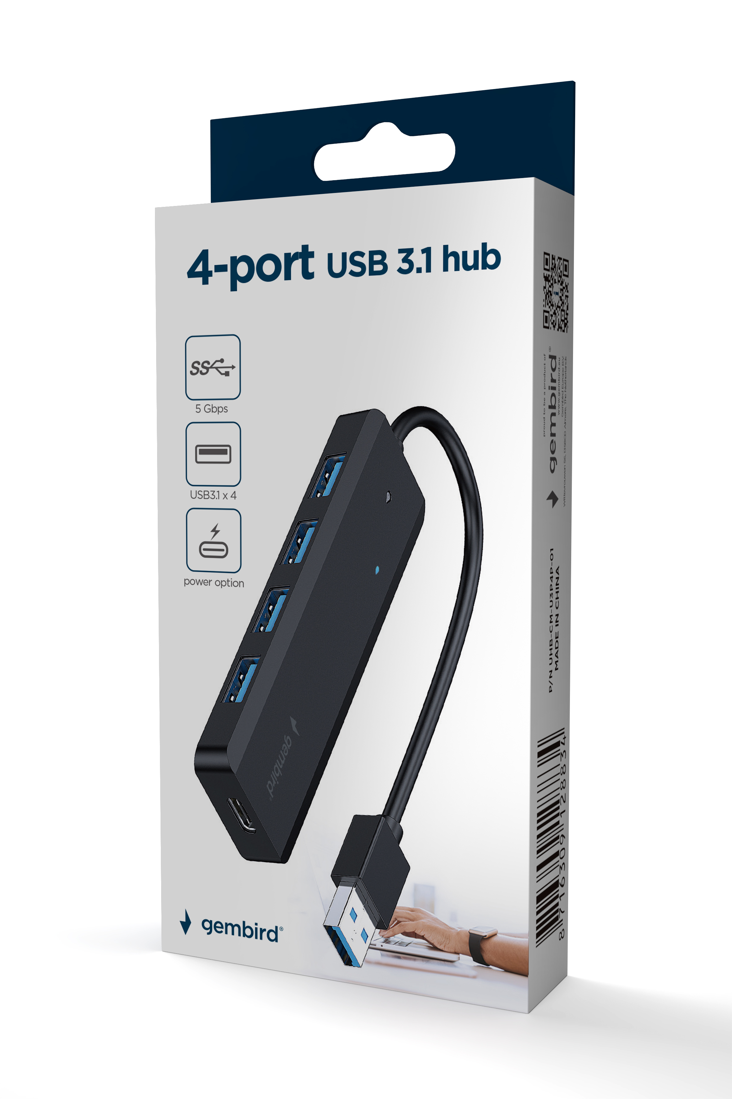 Gembird UHB-U3P4P-02 - Hub - 4 x USB 3.1 Gen 1, Ansicht 2