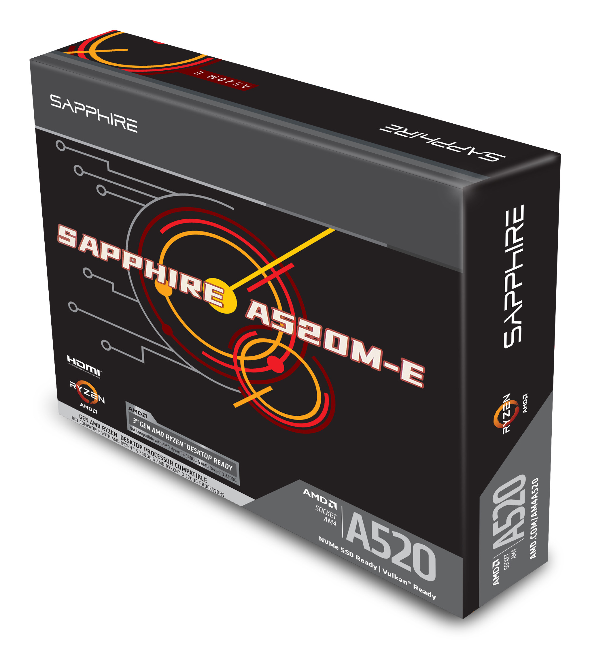 Sapphire A520M-E - Motherboard - micro ATX - Socket AM4 - AMD A520 Chipsatz - USB 3.2 Gen 1 - Gigabit LAN, Ansicht 4
