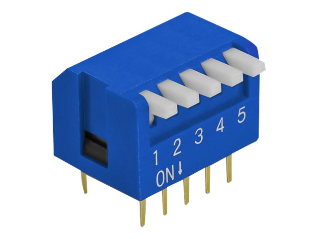 Delock DIP flip switch piano 5-digit 2.54 mm pitch THT vertical - DIP-Schalter - Blau (Packung mit 10)