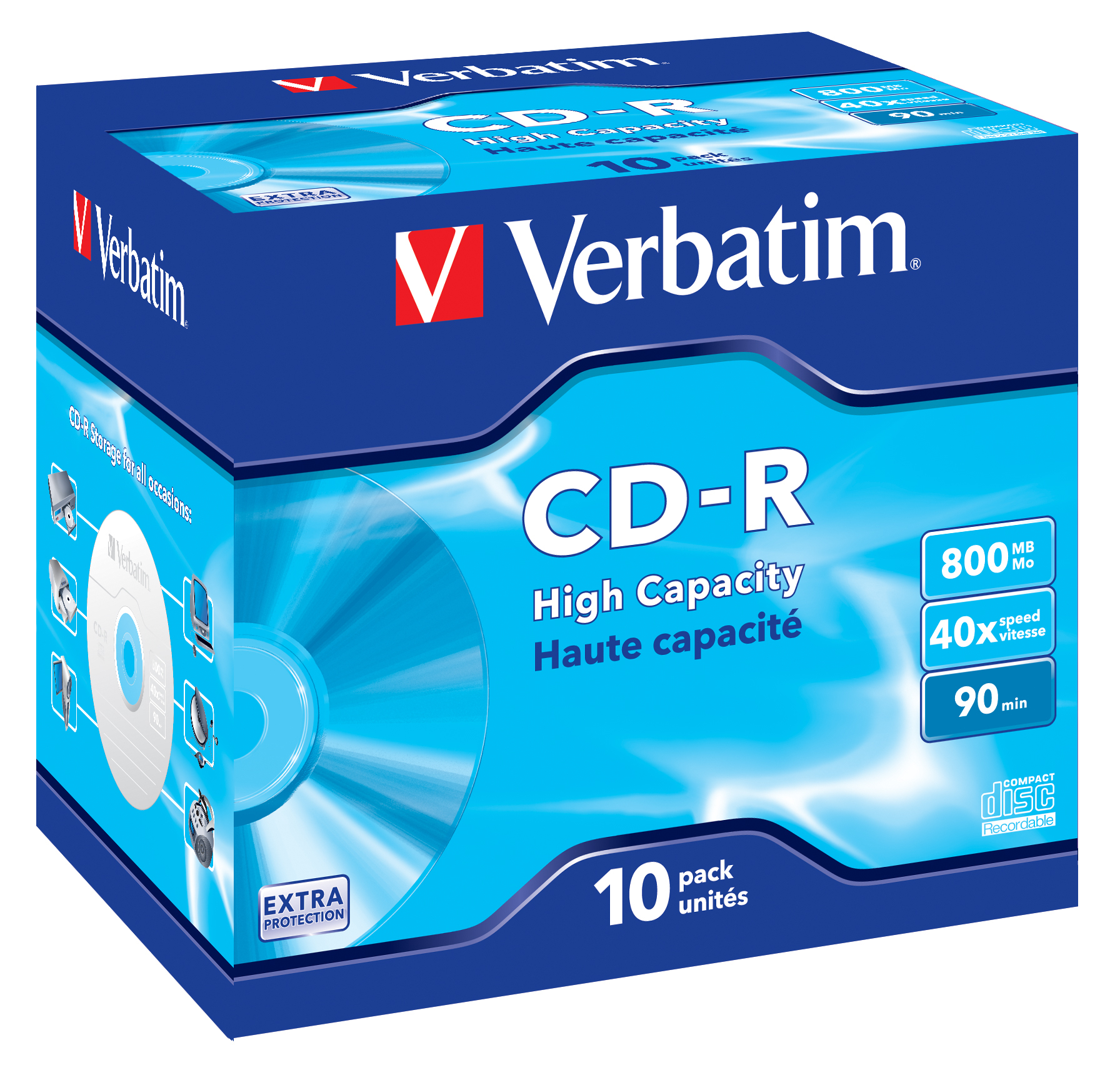 Verbatim DataLife - 10 x CD-R - 800 MB (90min) - Jewel Case (Schachtel), Ansicht 3