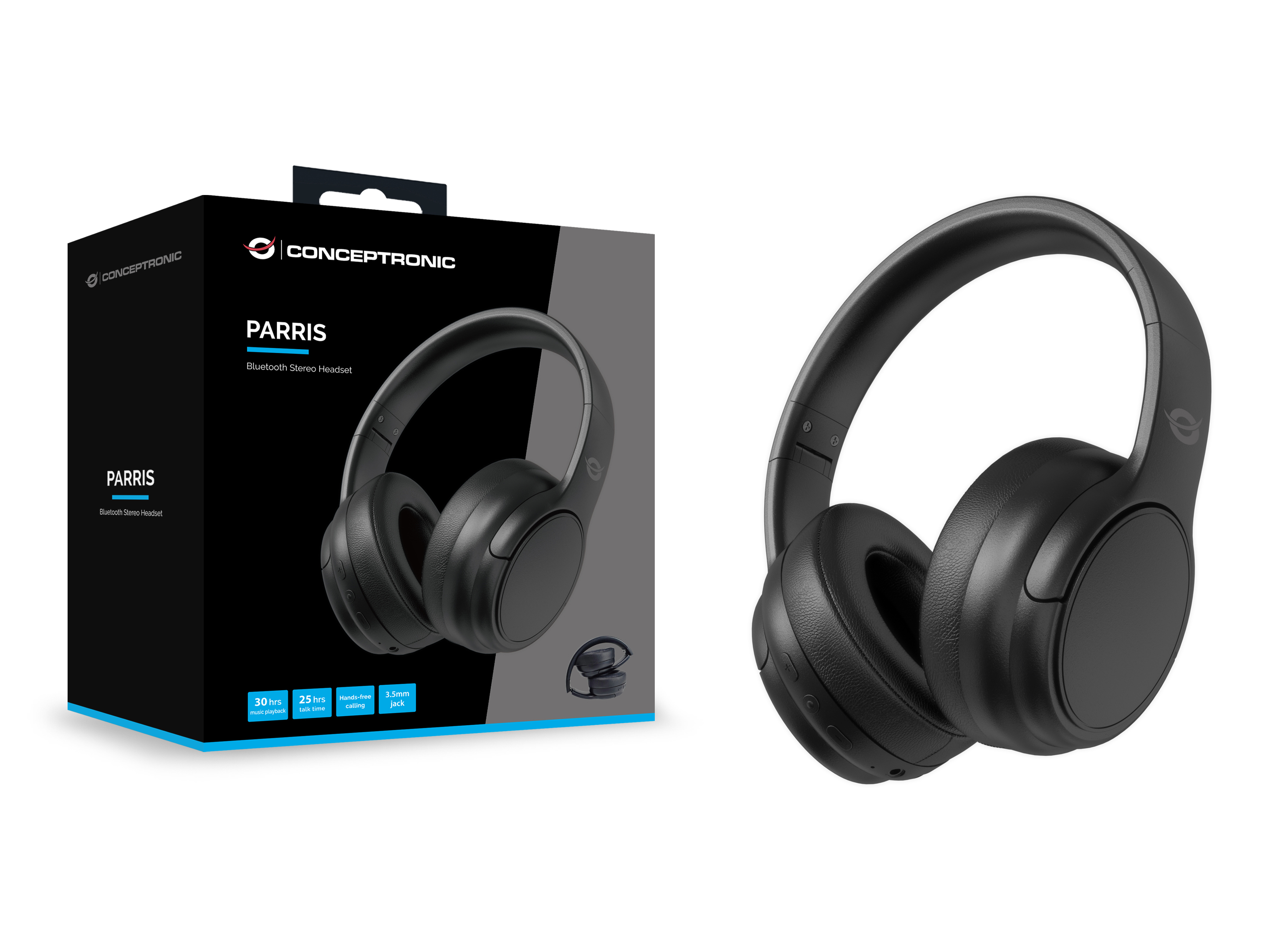 Conceptronic Headset Wireless Bluetooth 5.4 Dual-Device sw - Headset - 20 KHz, Ansicht 3