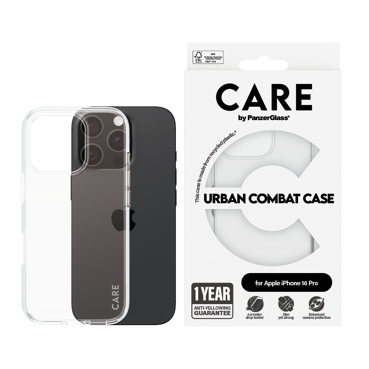 PanzerGlass SAFE. by PanzerGlass - iPhone 16 Pro Case - Polycarbonat, Thermoplastisches Polyurethan (TPU) - Transparent, Ansicht 2