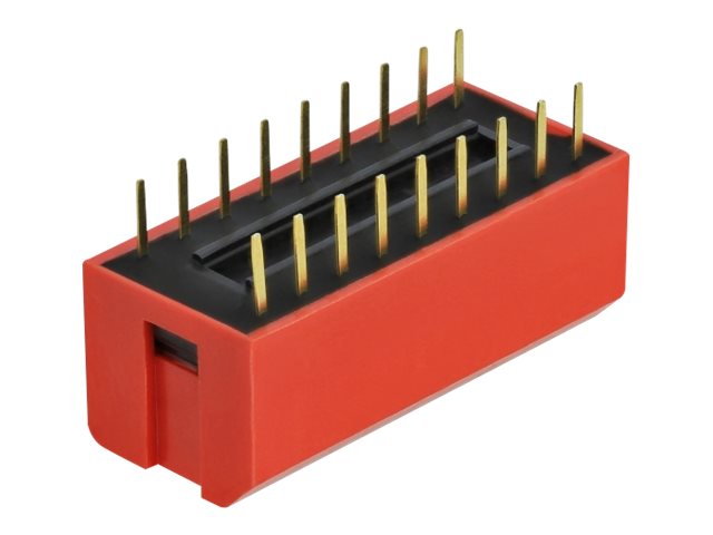 Delock DIP flip switch piano 9-digit 2.54 mm pitch THT vertical - DIP-Schalter - Rot (Packung mit 2)