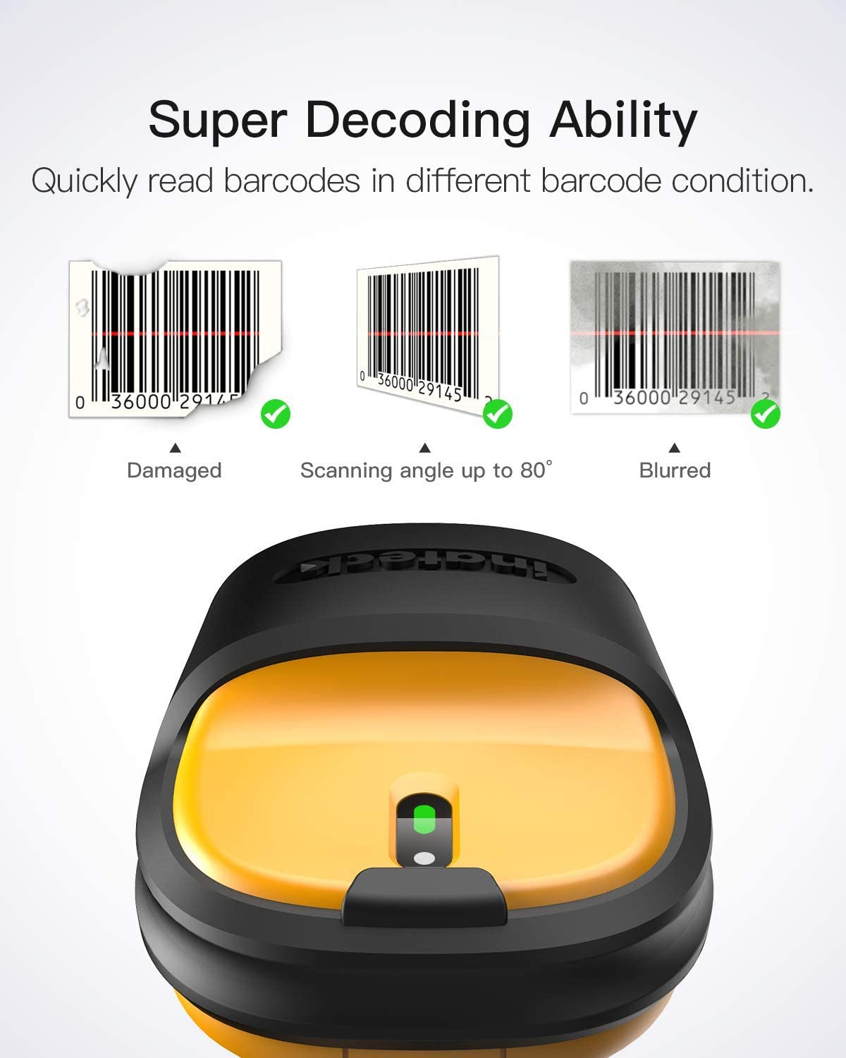 Inateck Barcodescanner P6 yellow[BCST-P6_yellow], Ansicht 2