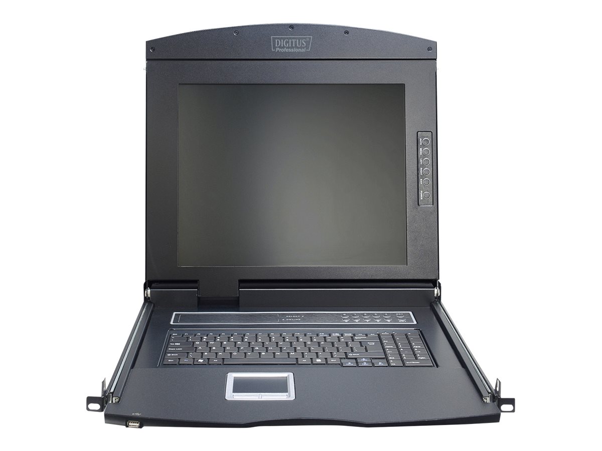 DIGITUS 17" LCD KVM Konsole, 8-Port VGA, schweizer Tastatur