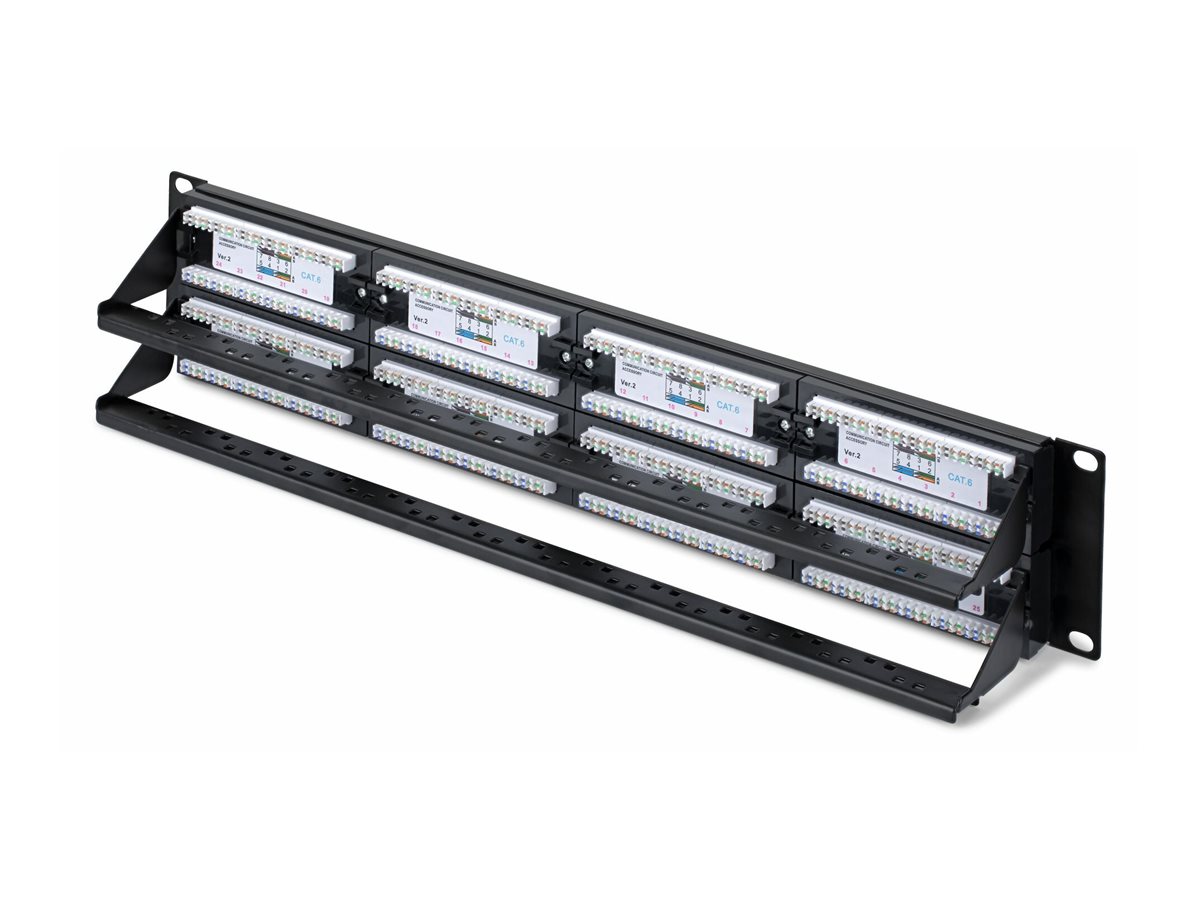 StarTech.com Patch Panel - 110 Abdrückgerät - Rack montierbar - CAT 6 - UTP - RJ-45 X 48 - Schwarz - 2U - 48.3 cm (19")