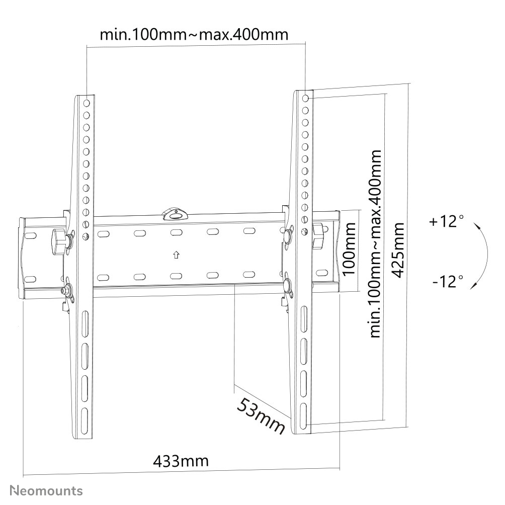 Neomounts by Newstar FPMA-W350 - Klammer - neigbar - für LCD-Display - Schwarz - Bildschirmgröße: 81.3-139.7 cm, Ansicht 2
