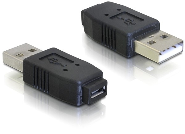 Delock Adapter USB micro-A+B Buchse zu USB2.0-A Stecker, USB micro-A+B, USB 2.0 A, Schwarz