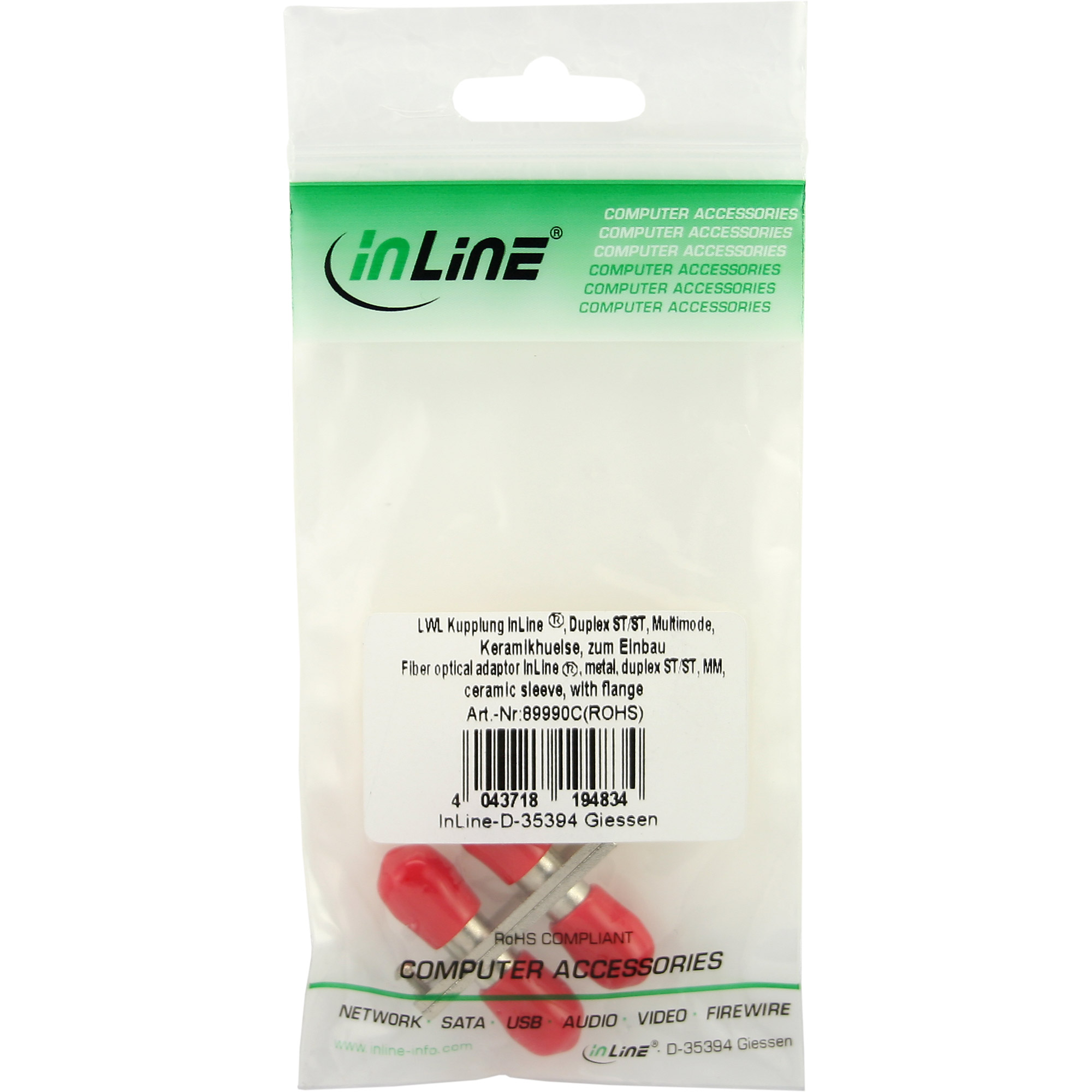 InLine LWL Kupplung - Duplex STST - Multimode - Keramik-Hülse - zum Einbau
