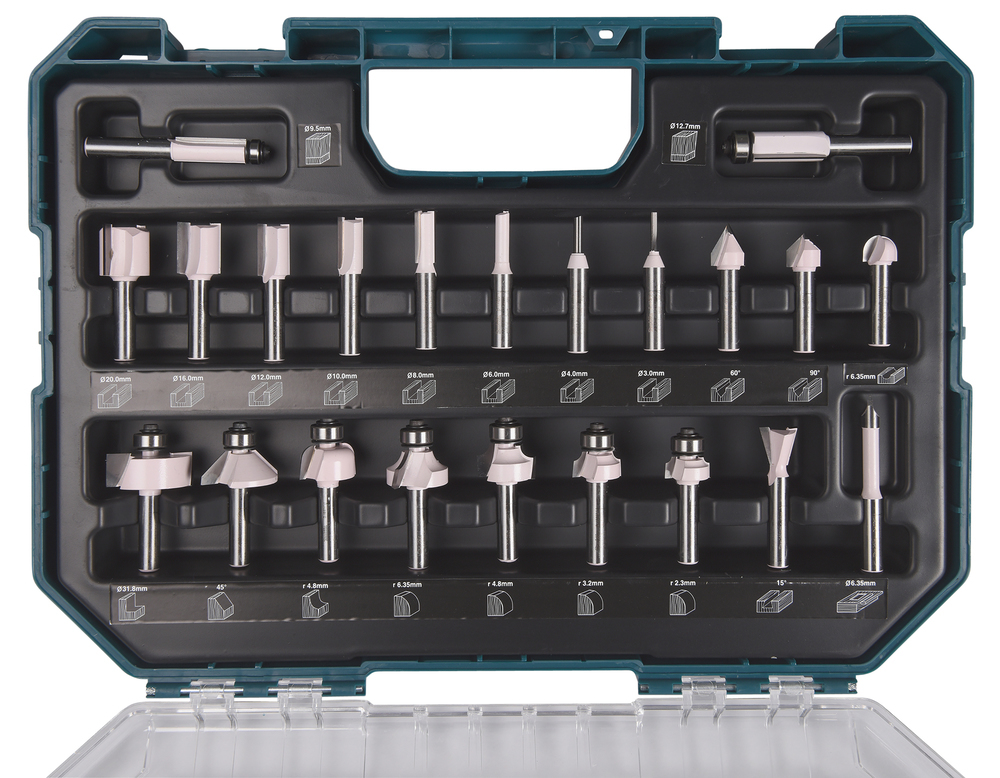 Makita Fräs-Bitsatz - für Holz - V-Groove, Dovetail, Beading, Falz, Ansicht 3