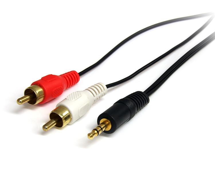 StarTech.com 90cm 3,5mm Klinke auf Cinch Audiokabel - St/St, 3.5mm, Männlich, 2 x RCA, Männlich, 0,92 m, Schwarz