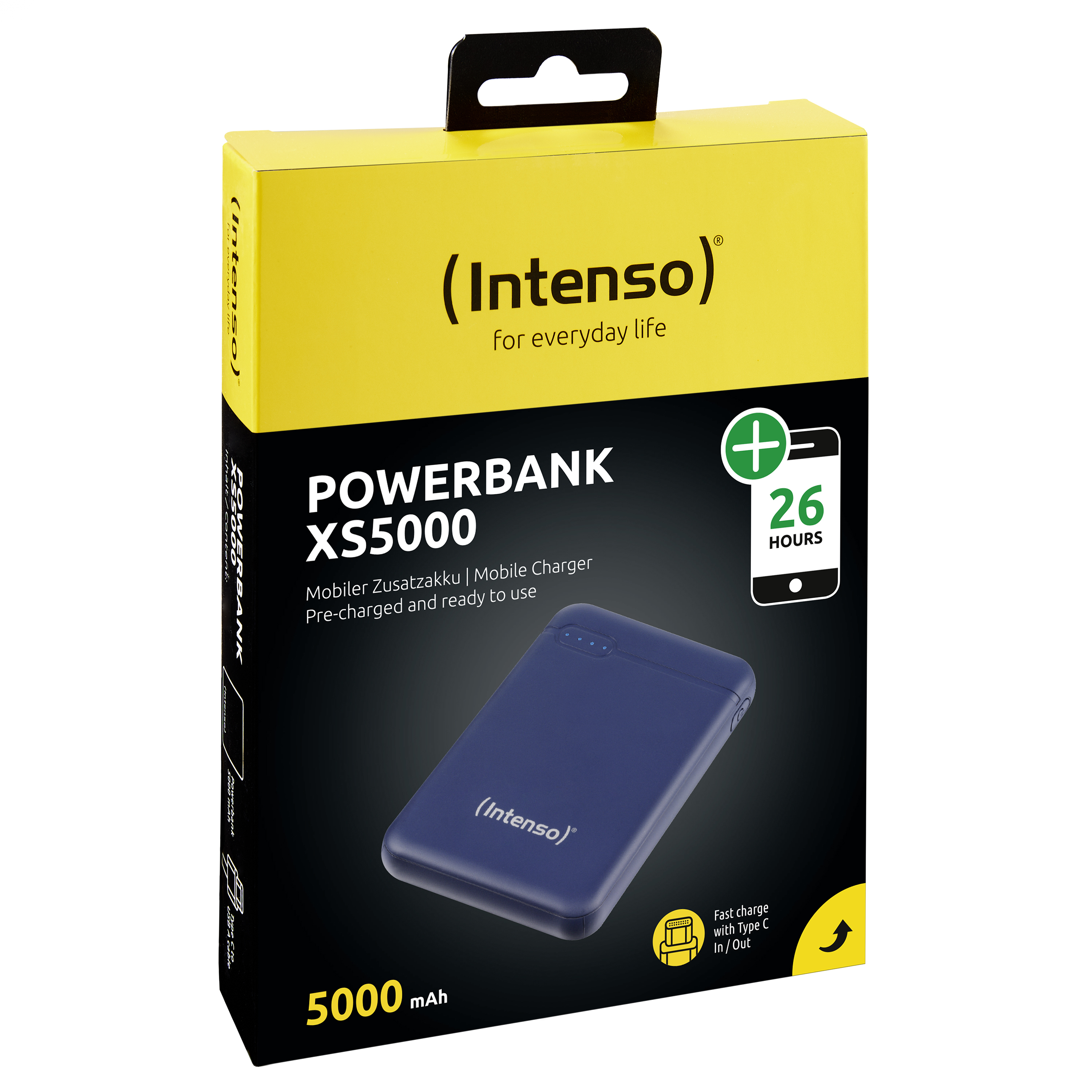 Intenso Powerbank XS5000 - Powerbank - 5000 mAh - 2.1 A - 2 Ausgabeanschlussstellen (USB, USB-C) - Blau, Ansicht 4