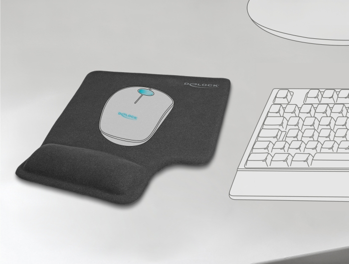 Delock Ergonomisches Mauspad mit Gel Handballenauflage Linkshänder schwarz, Ansicht 4