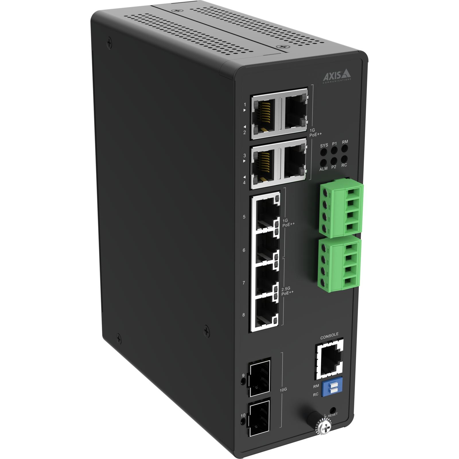 Axis D8208-R - Switch - industriell - managed - 8 x 10 Gigabit Ethernet - Desktop - PoE++ (480 W), Ansicht 2