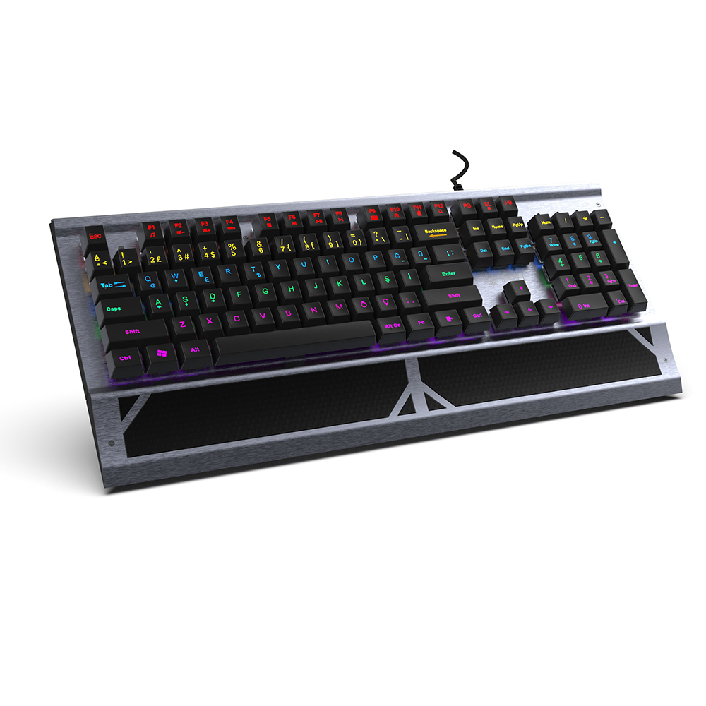 INCA IKG-444 - Volle Größe (100%) - Kabelgebunden - USB - Mechanischer Switch - RGB-LED - Grau - TL: Deutsch, QWERTZ, Ansicht 3