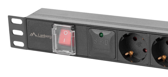 Lanberg 19 PDU-Steckdosenleiste 1U 6xSchuko 16A schwarz - Steckdosenleiste - 2 m, Ansicht 3