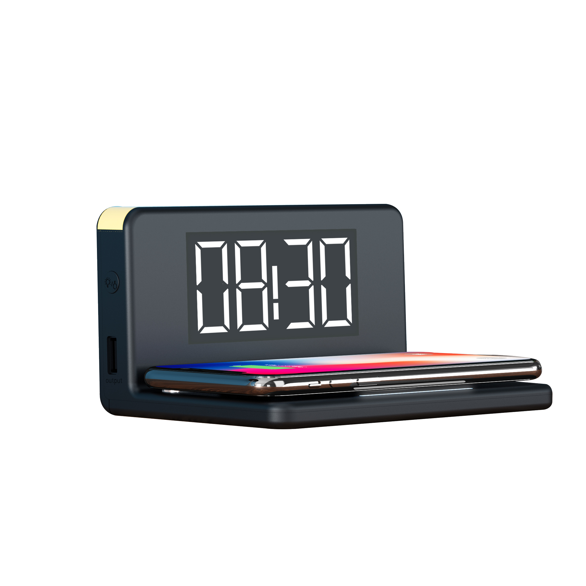 RealPower ChargeAir - Digitaler Wecker - Rechteck - Schwarz - 10 W - China - LED, Ansicht 2