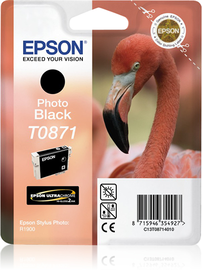 Epson Flamingo Singlepack Photo Black T0871 Ultra Gloss High-Gloss 2, Tinte auf Farbstoffbasis, 1 Stück(e)