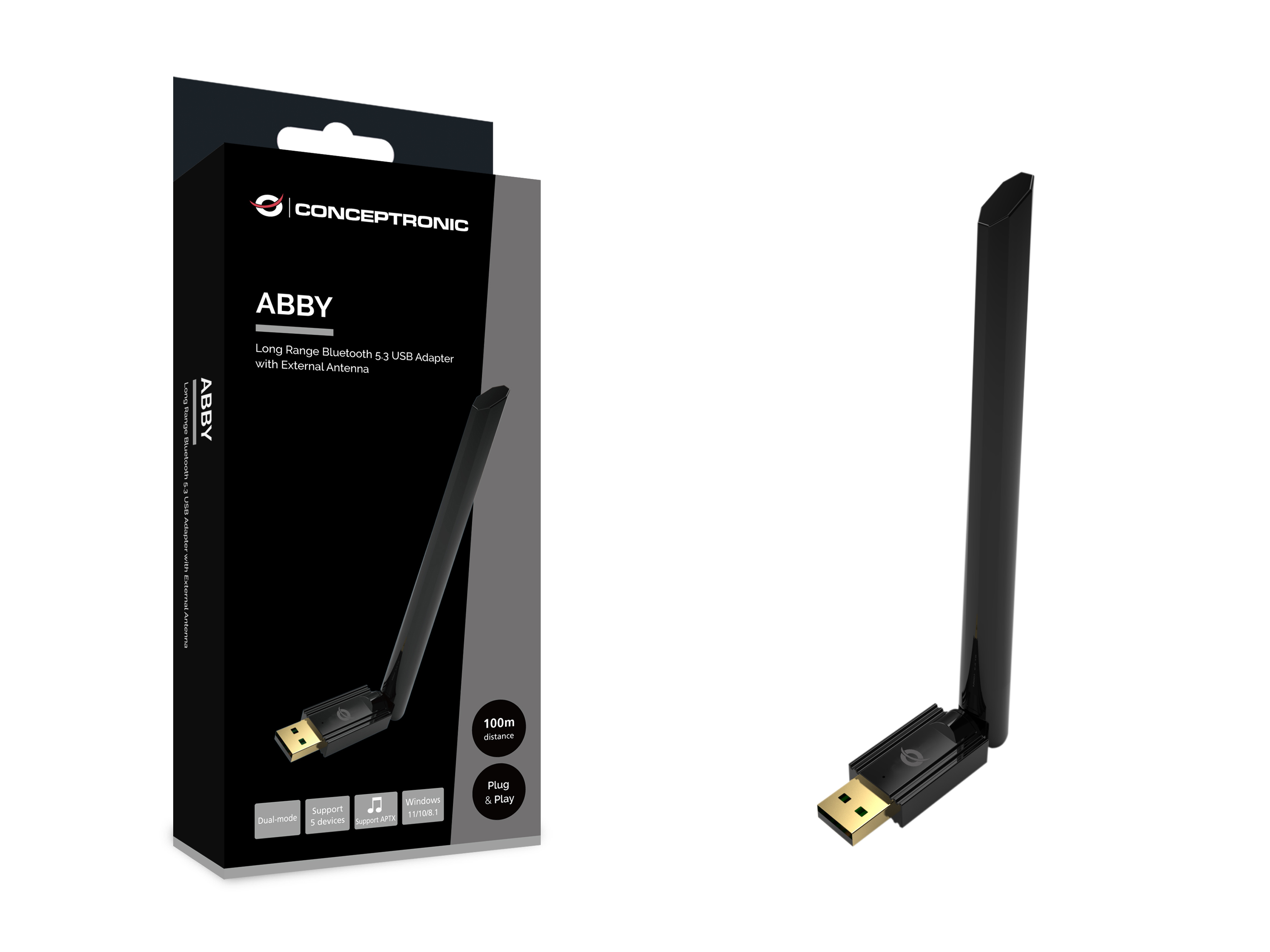 Conceptronic Bluetooth Adapter 5.3 NanoUSB 100m schwarz - Bluetooth-Adapter, Ansicht 2