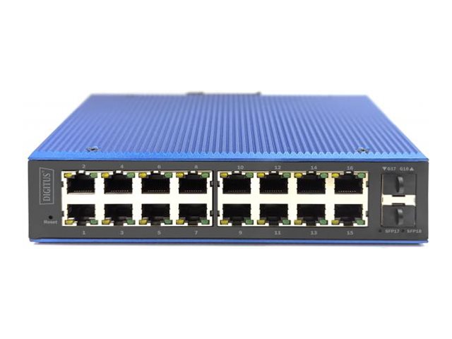 DIGITUS Industrieller 16+2-Port L2 managed Gigabit Ethernet Switch