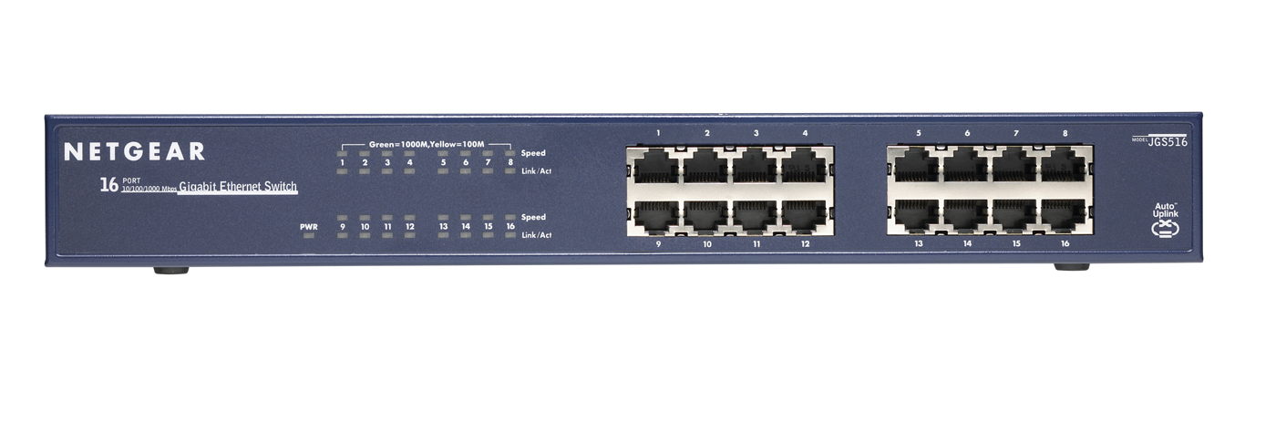 Netgear JGS516 - Unmanaged - Switch - 1 Gbps - 16-Port 1 HE - Rack-Modul