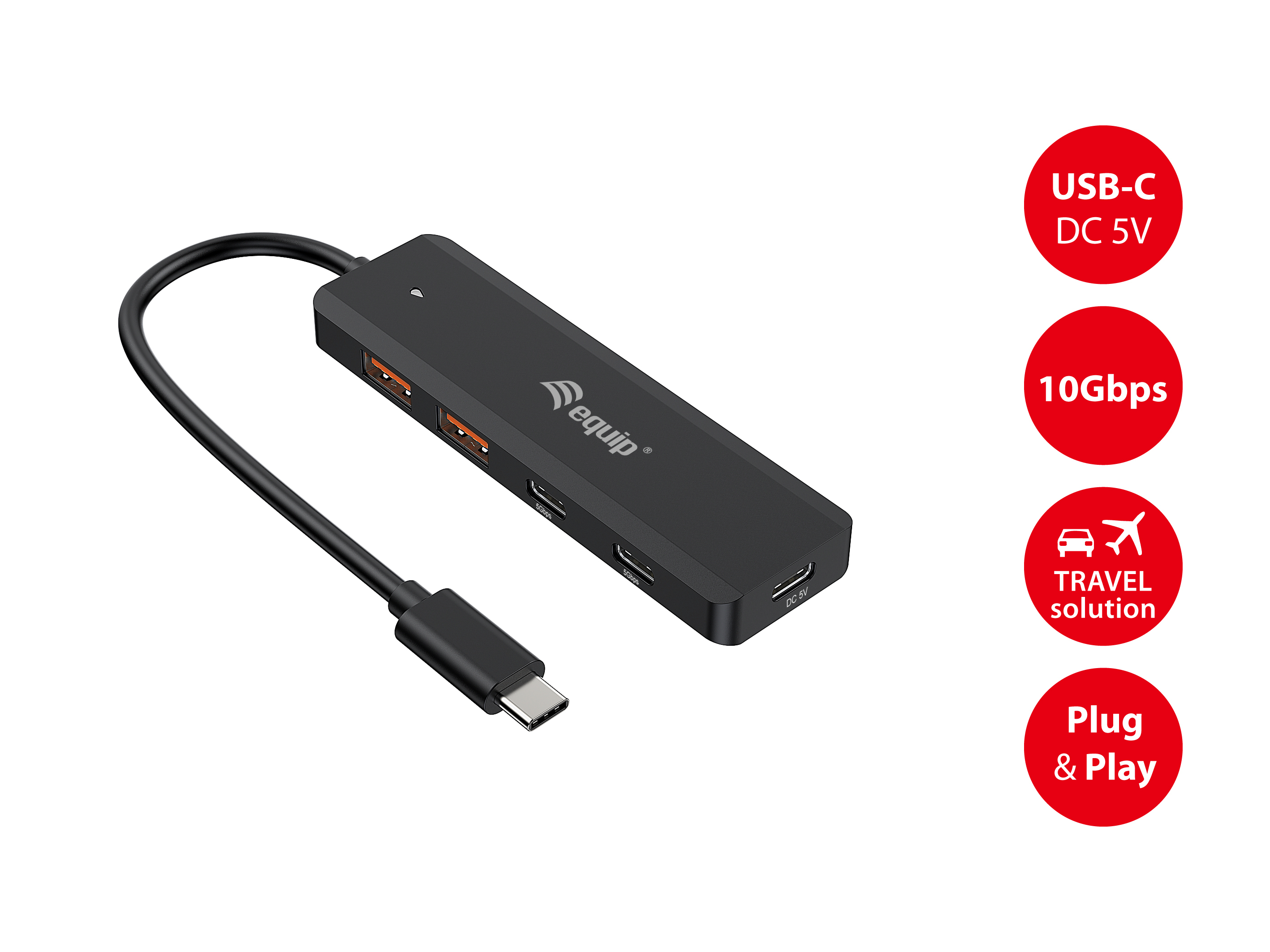 Equip 128966 Usb-C 4-Port Usb 3.2 Gen 2 10Gbps Hub x 2 Usb-A 2 10000 Mbit/s, Ansicht 4