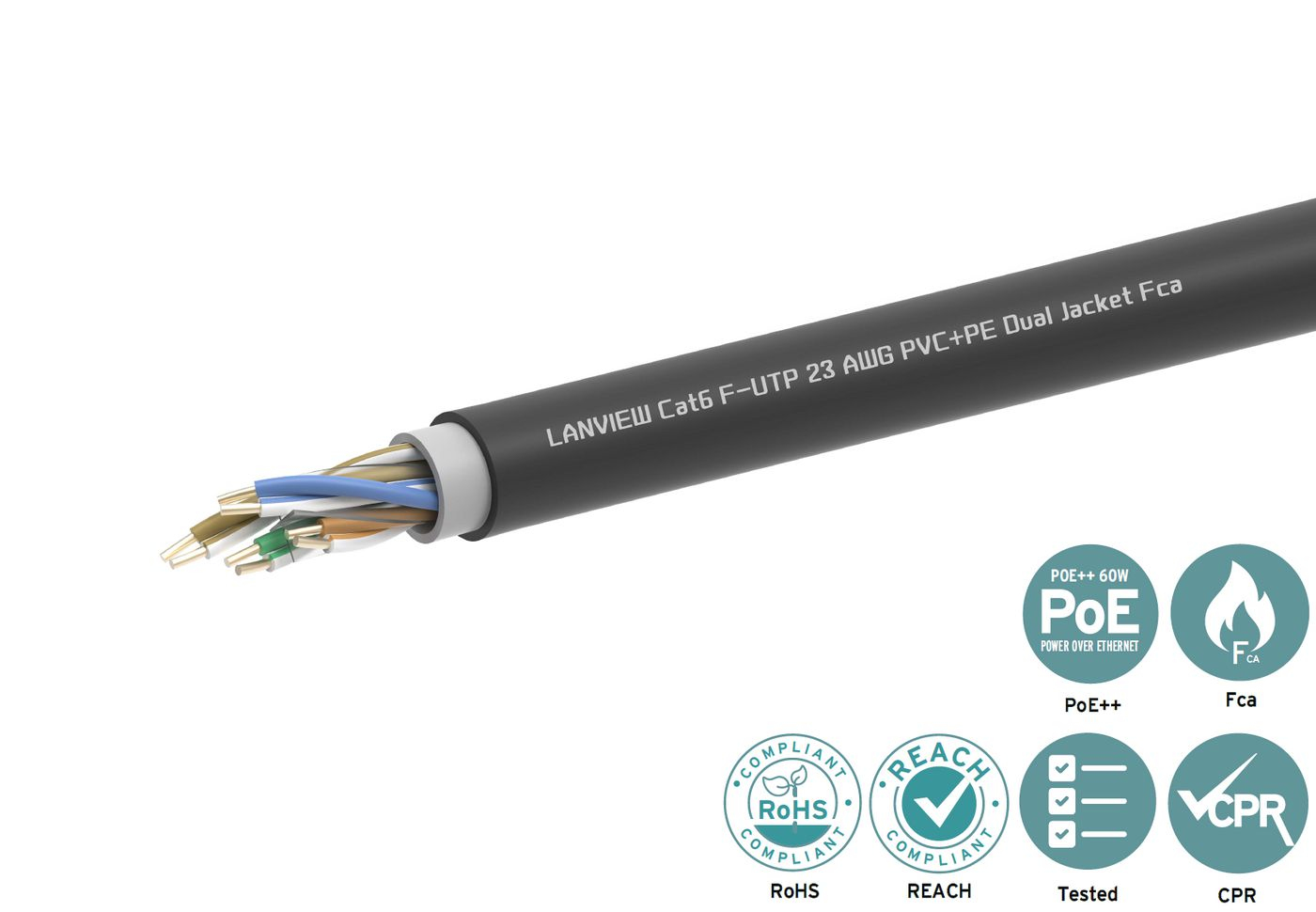 Lanview CAT6 F/UTP PVC+PE Dual Jacket solid cable 305m - Kabel - CAT 6 (LVN-CAT6PE-2FUTP-305M) - Kabel - Netzwerk, Ansicht 2