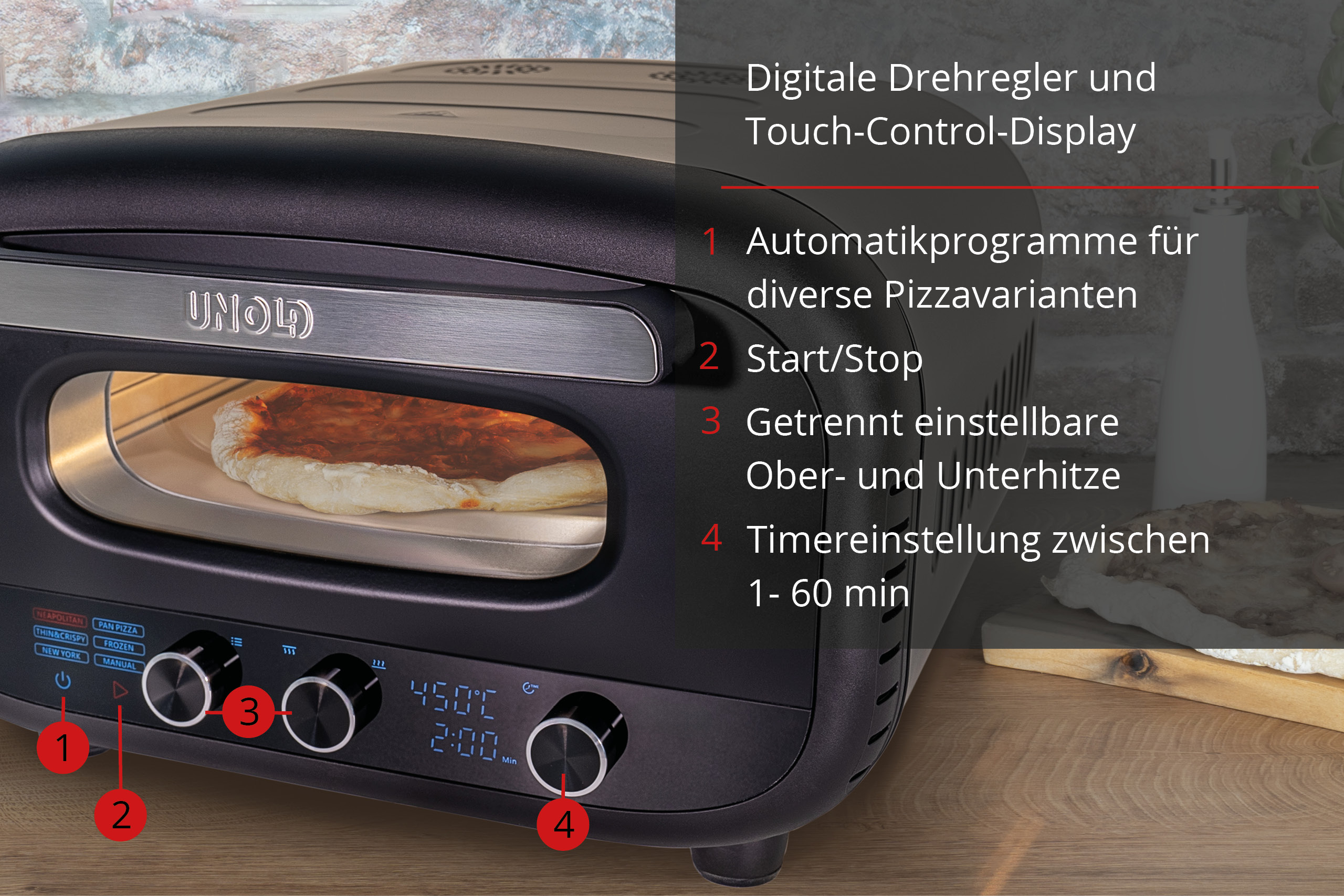 UNOLD 68805 Don Alfredo Pizzaofen, Ansicht 3