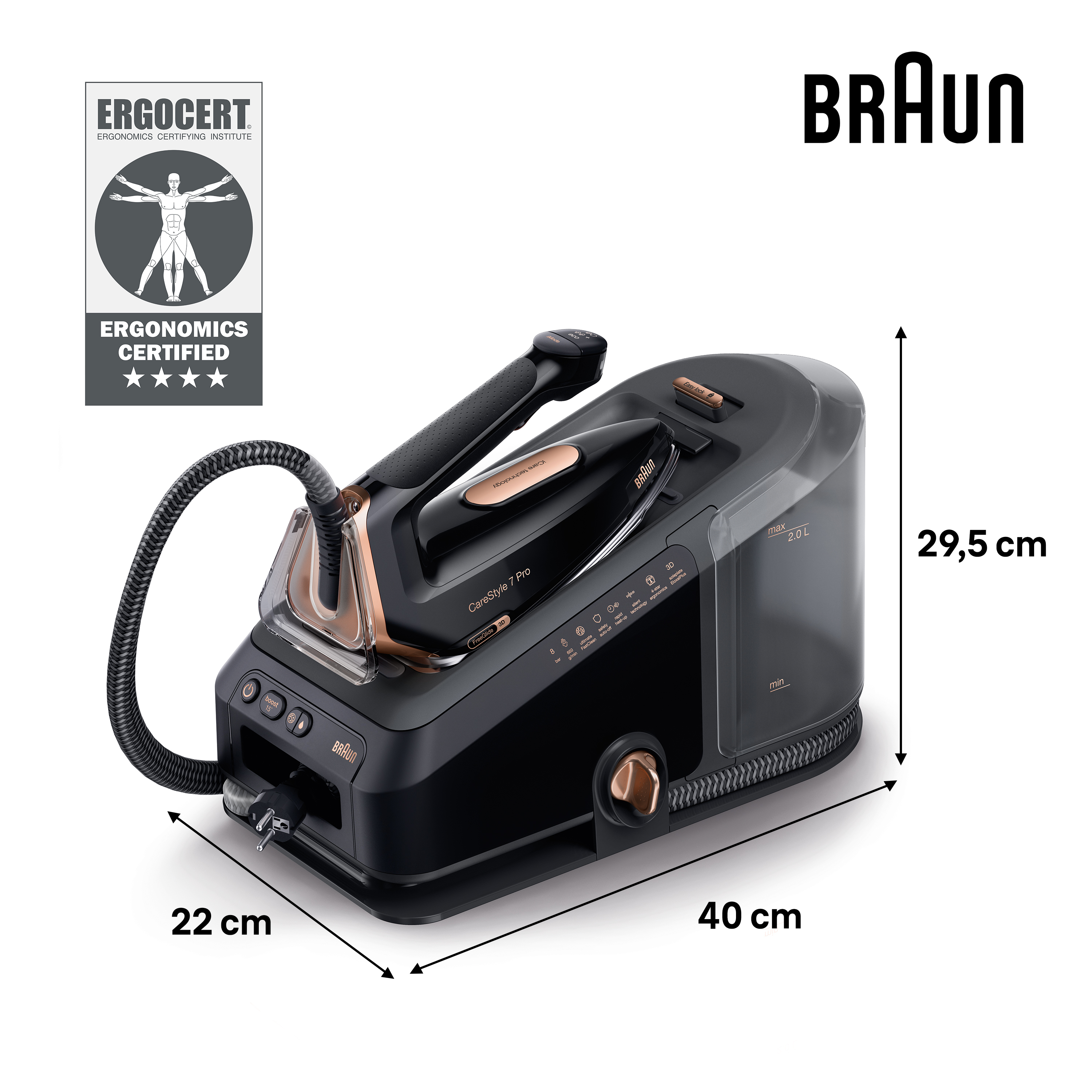 Braun CareStyle 7 Pro IS 7286 - 2700 W - 650 g/min - EloxalPlus soleplate - 8 bar - 2 l - 190 g/min, Ansicht 3