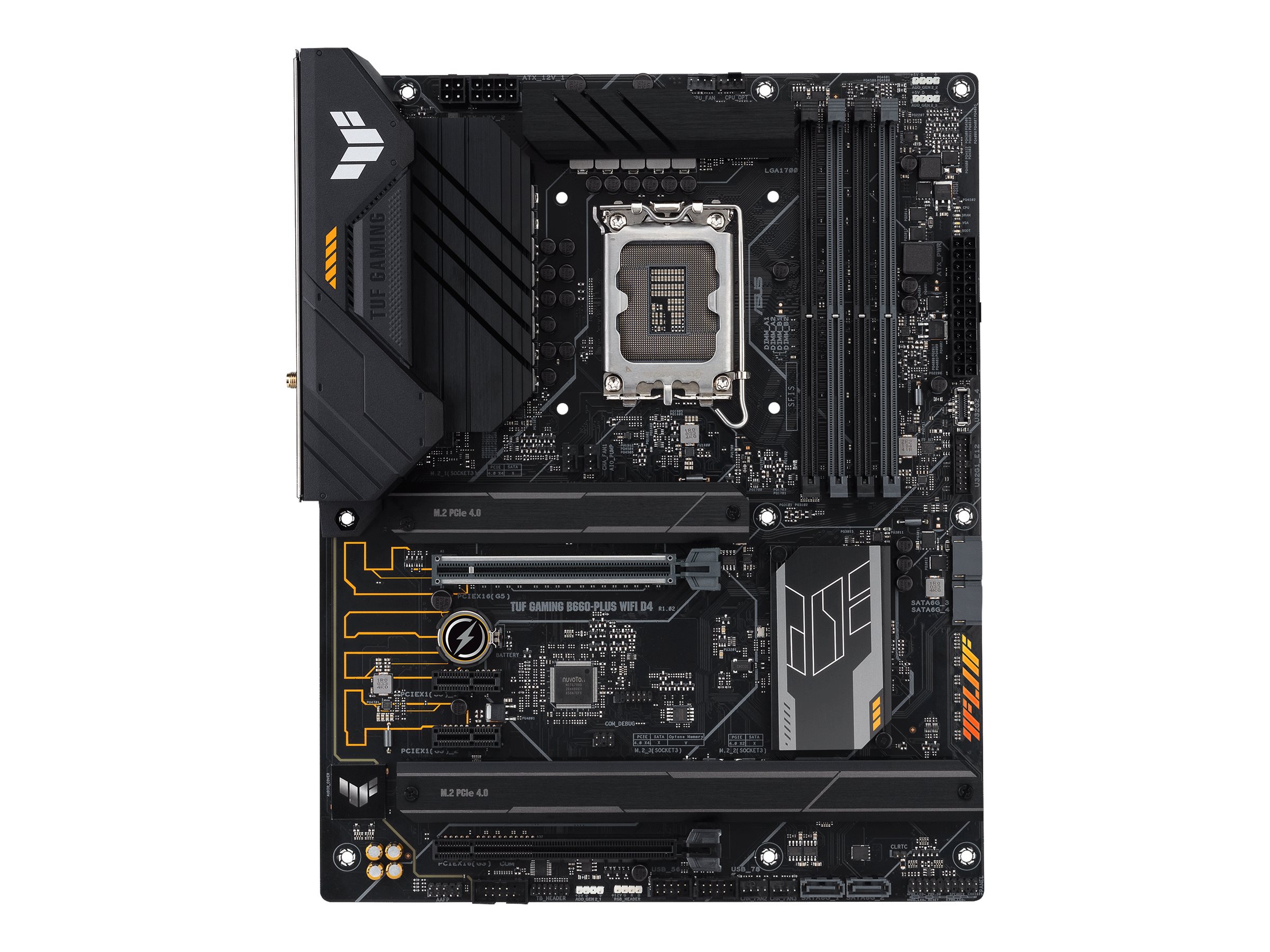 ASUS TUF GAMING B660-PLUS WIFI D4 - Motherboard - ATX - LGA1700-Sockel - B660 Chipsatz - USB-C 3.2 Gen 2x2 USB 3.2 Gen 2 USB 3.2 Gen 1 USB-C 3.2 Gen2 - 2.5 Gigabit LAN Wi-Fi 6 Bluetooth - Onboard-Grafik (CPU erforderlich)