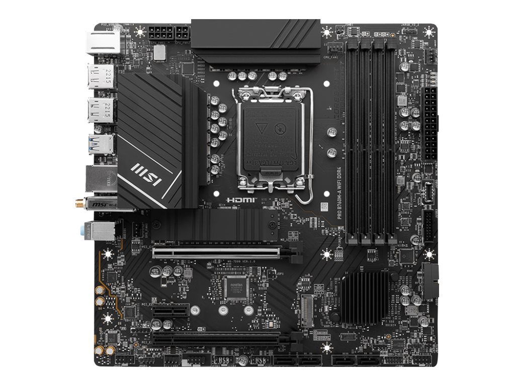 MSI PRO B760M-A WIFI - Motherboard - micro ATX - LGA1700-Sockel - B760 Chipsatz - USB 3.2 Gen 1 USB 3.2 Gen 2 USB-C 3.2 Gen 1 - 2.5 Gigabit LAN Bluetooth Wi-Fi - Onboard-Grafik (CPU erforderlich)